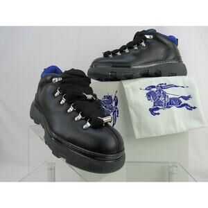 NIB BURBERRY TREK BLACK LEATHER LACE UP HIKING BOOTS US 11 44 ITALY